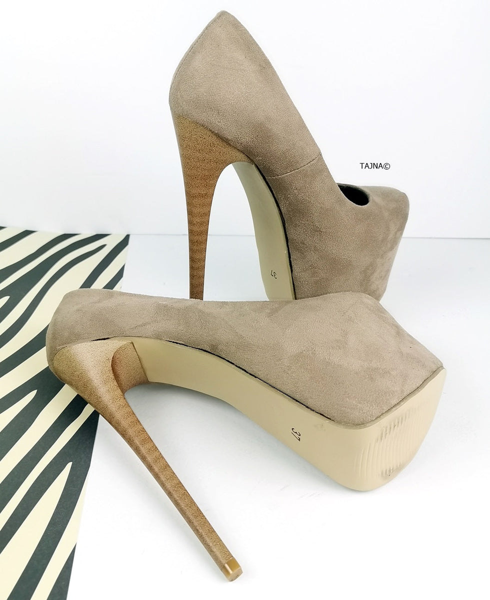 Converse Beige Suede Leather High Heel Pumps