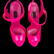 BarbiePink Neon Chunky High Heel Sandals 