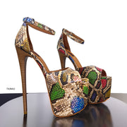 Exotic Touch Leather High Heel Sandals