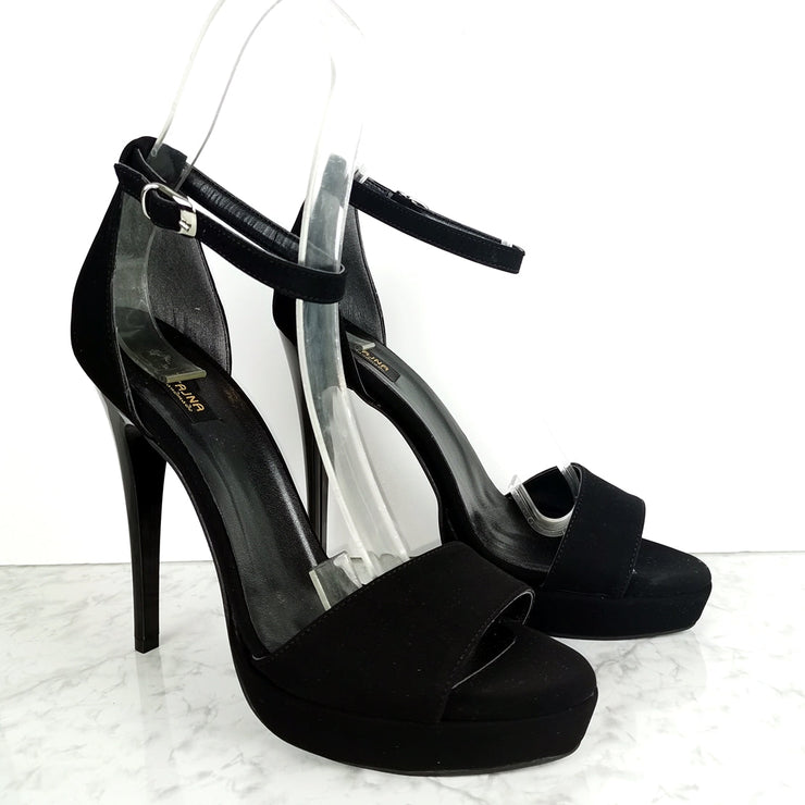 Black Suede 5.11 inches Heel Sandals - Tajna Club