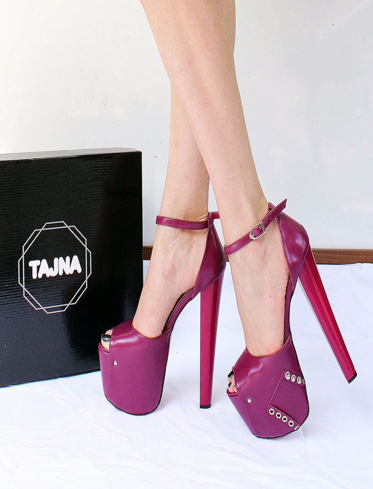 Purple Pink 19  cm High Heel Eyelet Shoes - Tajna Club