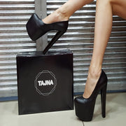 Black Classic 19 cm Platform Heels - Tajna Club