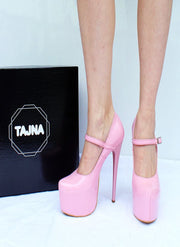 Mary Jane Light Pink  High Heel Platform Shoes - Tajna Club