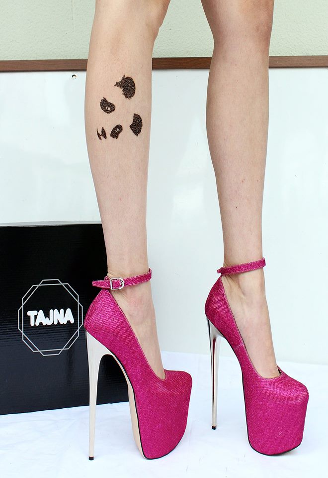 Pink Shimmer High Heel Platform Shoes - Tajna Club