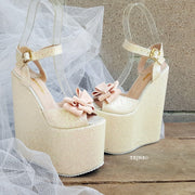 Sparkling High Heel Wedge Shoes Wedding / Bridal - Tajna Club