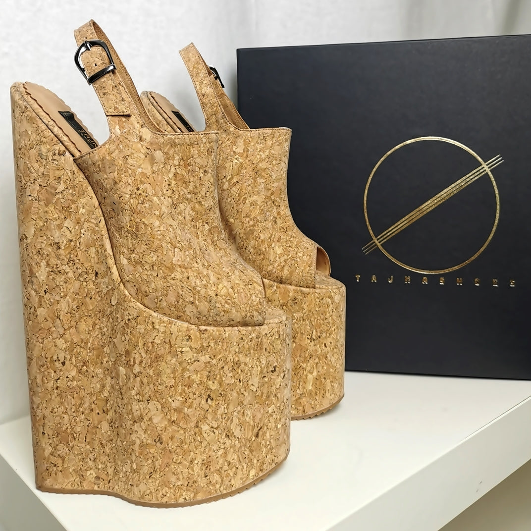 30 cm Extreme High Heel Cork Wedge Sandals Tajna Club