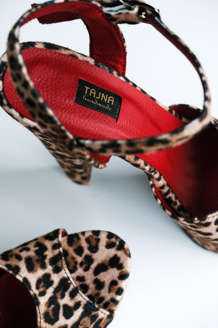 Leopard Print Chunky High Heel Sandals