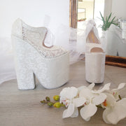Full Lace Super High Heel Wedding Wedge Shoes - Tajna Club