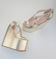 21 cm Golden Platform Heel Wedge Shoes - Tajna Club