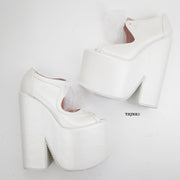 White Lace Up Platform Wedge Bridal Shoes - Tajna Club
