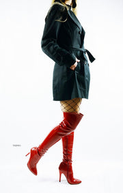 Strech Red Patent Over Knee Boots - Tajna Club