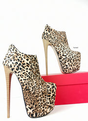 Leopard Touch Ankle Heel Booties - Tajna Club