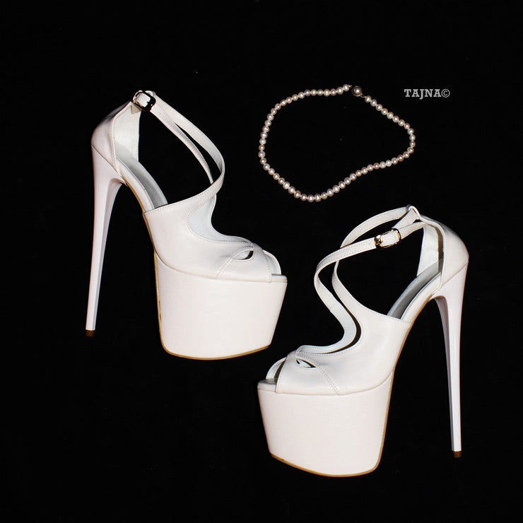 White  Patent Leather Designer Platform Shoes - Tajna Club