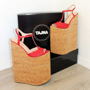 30 cm Super High Heel Show Platforms Light Red Wedge - Tajna Club