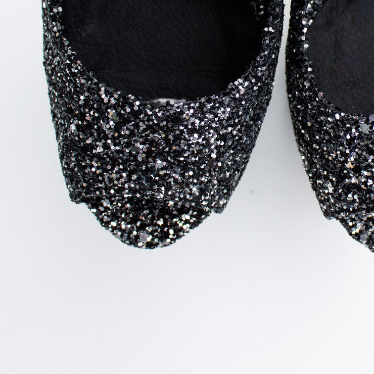Silver Glitter Peep Toe Metallic Platform Heels