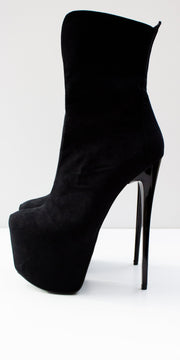 Black Suede Classic High Heel Ankle Boots