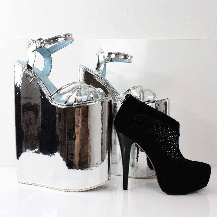 30 cm Silver Super High Heel Show Mega Platform Shoes - Tajna Club