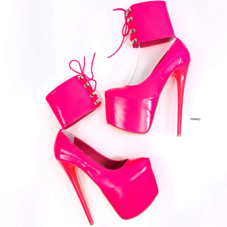 Ankle cuff pink bondage Tajna high heel shoes