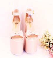 Bridal Collection Pink Powder Wedge Platform Sandals - Tajna Club