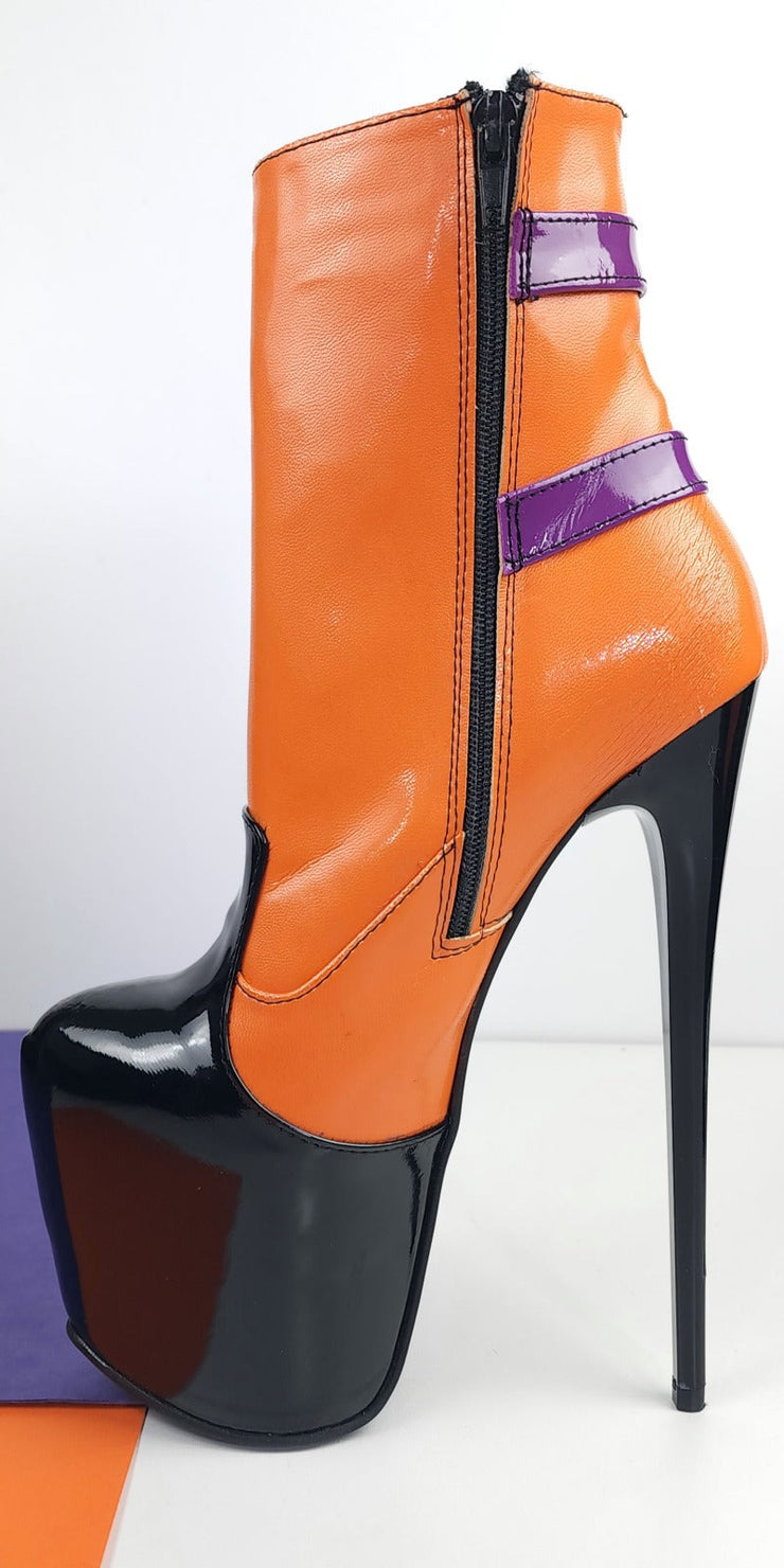 Tri-Color Belted Chunky Heel Rocker Boots