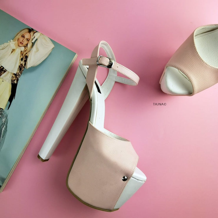Baby Pink White Platform Sandals - Tajna Club