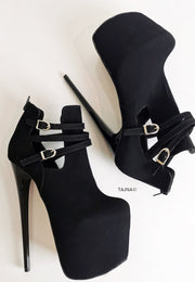 Suede Belted Ankle Platform Booties - Tajna Club