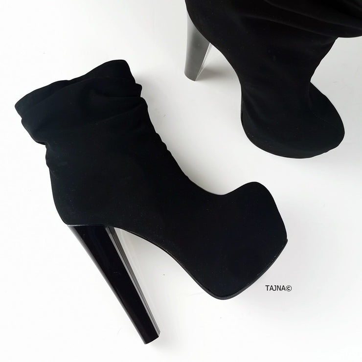 Black Suede Hooded Ankle Booties - Tajna Club