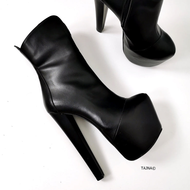 Black Classic Hidden Platform Boots | Tajna Club