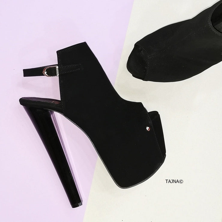 Black Slingback Peep Toe Platform Heels - Tajna Club