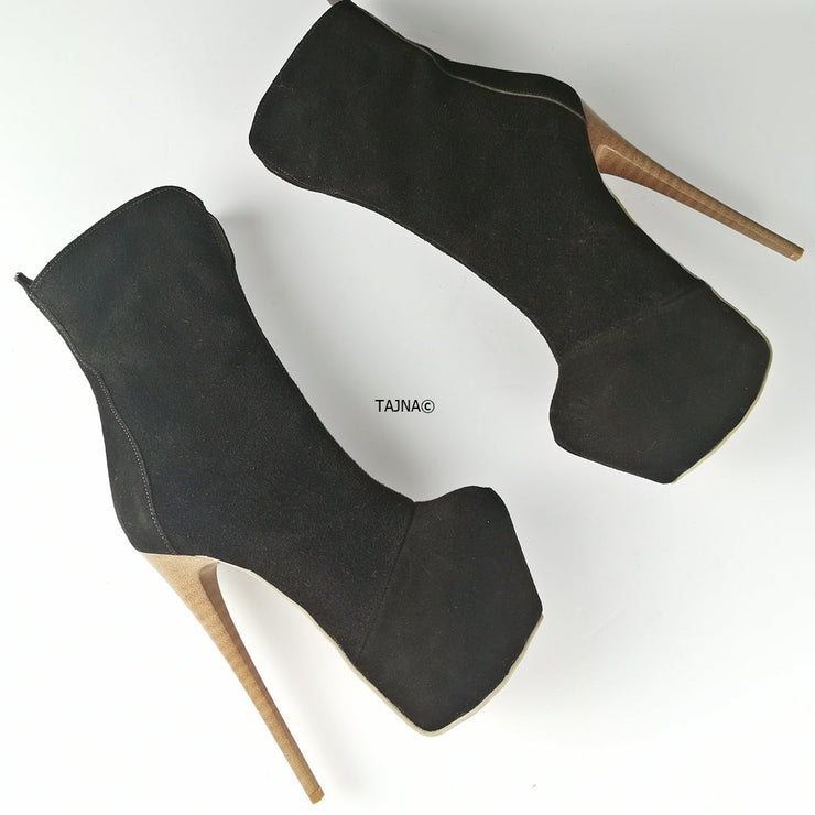 Dark Chocolate Suede Platform Boots - Tajna Club