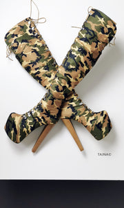 Camouflage Lace Up Over The Knee Boots - Tajna Club