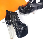 Transparent  Detail Black Ankle Cut Heels