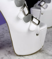 Multi Belted White Ankle Heels - Tajna Club