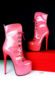 Fuchsia Pink Military Style Ankle Boots - Tajna Club