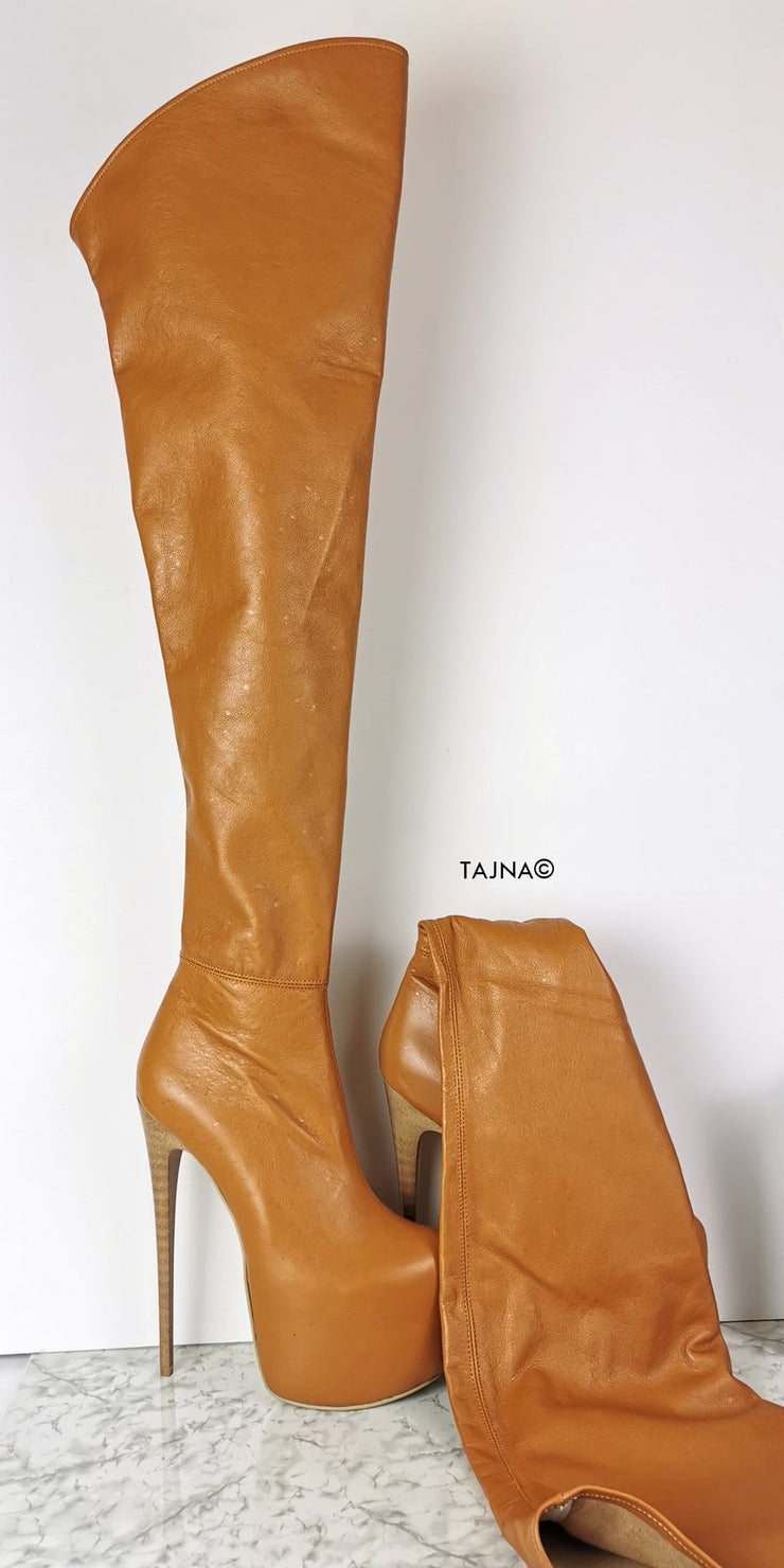 light tan thigh high boots