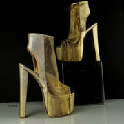 Golden Transparent Slingback Ankle Heels - Tajna Club