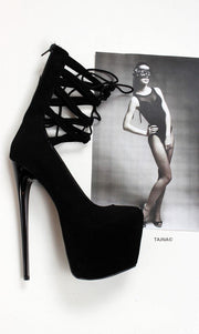 Designer Black Platform High Heels - Tajna Club