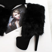 Fur Black Stylish High Heel Boots - Tajna Club