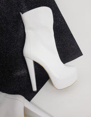 White Hidden Platform High Heel Boots - Tajna Club