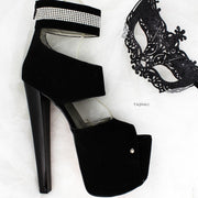 Black Gemstone Designer Platform Heels - Tajna Club