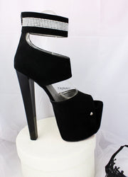 Black Gemstone Designer Platform Heels - Tajna Club