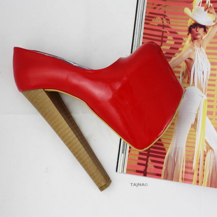 Red Patent Platform Heels - Tajna Club