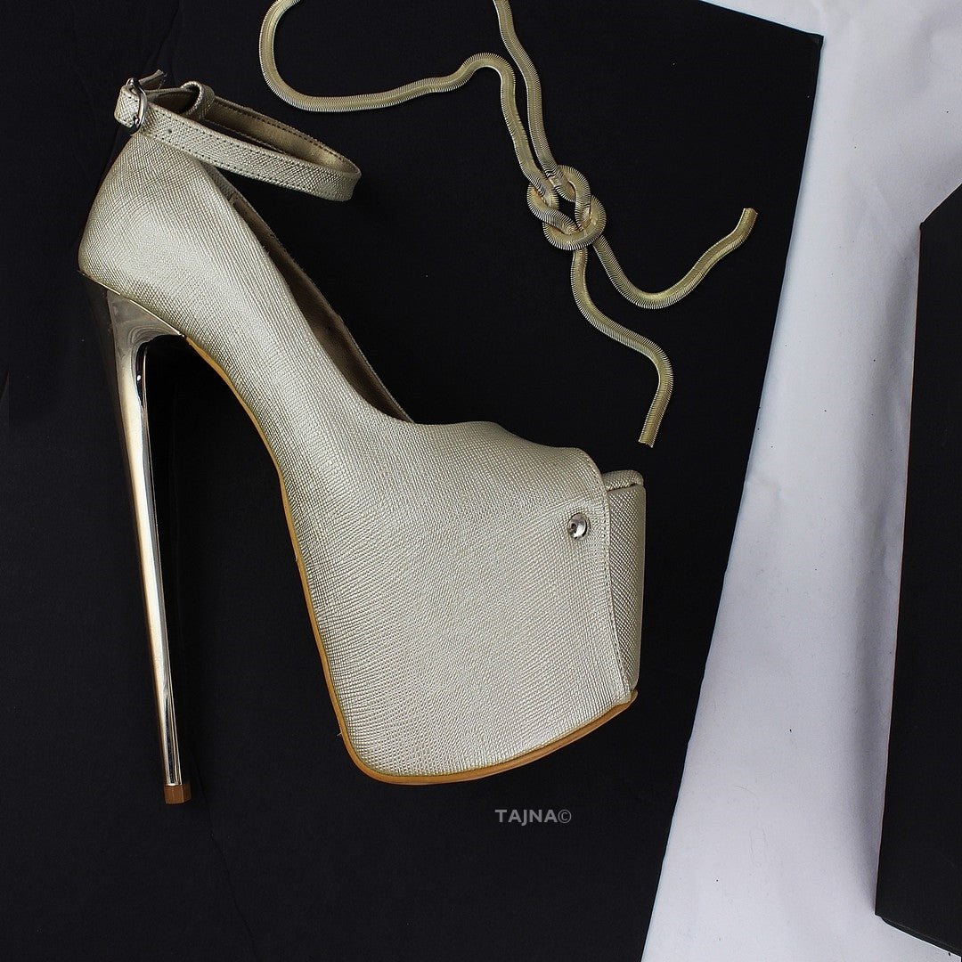 Gold Matte Bronze Platform Heels Tajna Club