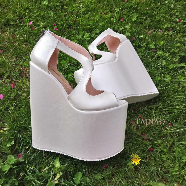Ivory 18-22 cm Super High Heel Wedding Shoes Wedges - Tajna Club
