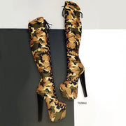 Camouflage Military Style Knee High Boots - Tajna Club