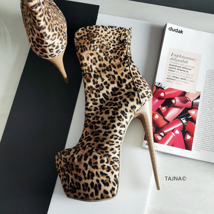 Leopard High Heel Platform Boots - Tajna Club
