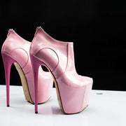 Light Pink Gloss Ankle Booties - Tajna Club