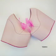 Powder Pink Platform Heel Wedding Shoes - Tajna Club