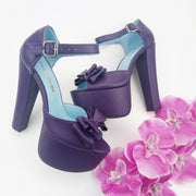 Purple  Ribbon Chunky Platform Shoes - Tajna Club