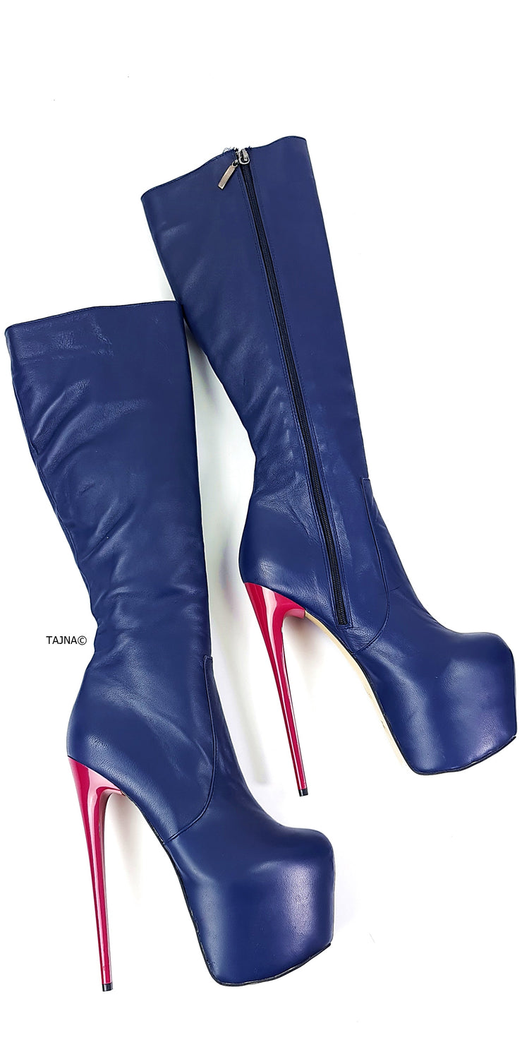 Navy blue mid calf boots Clearance